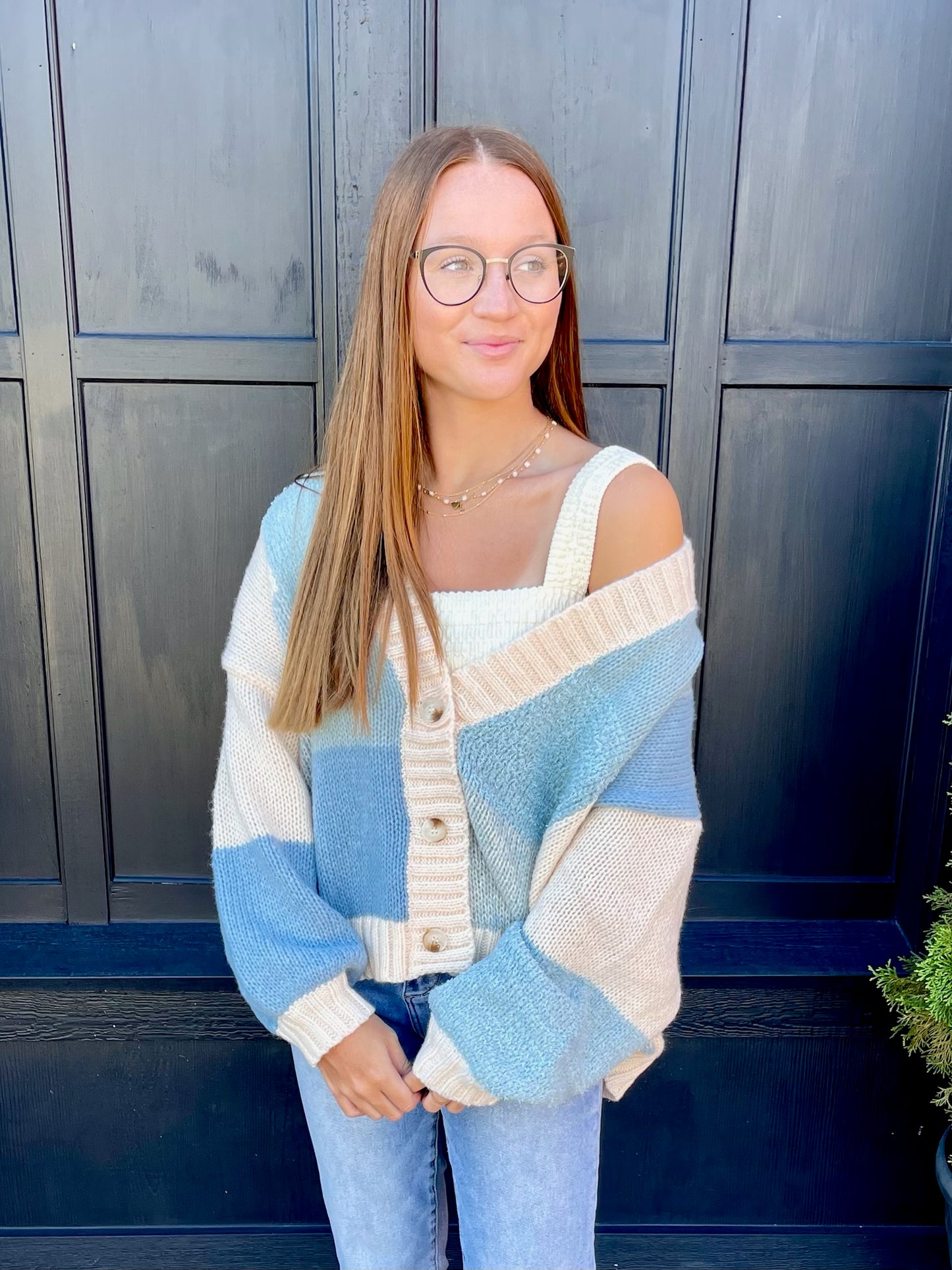 COLOR BLOCK CARDIGAN
