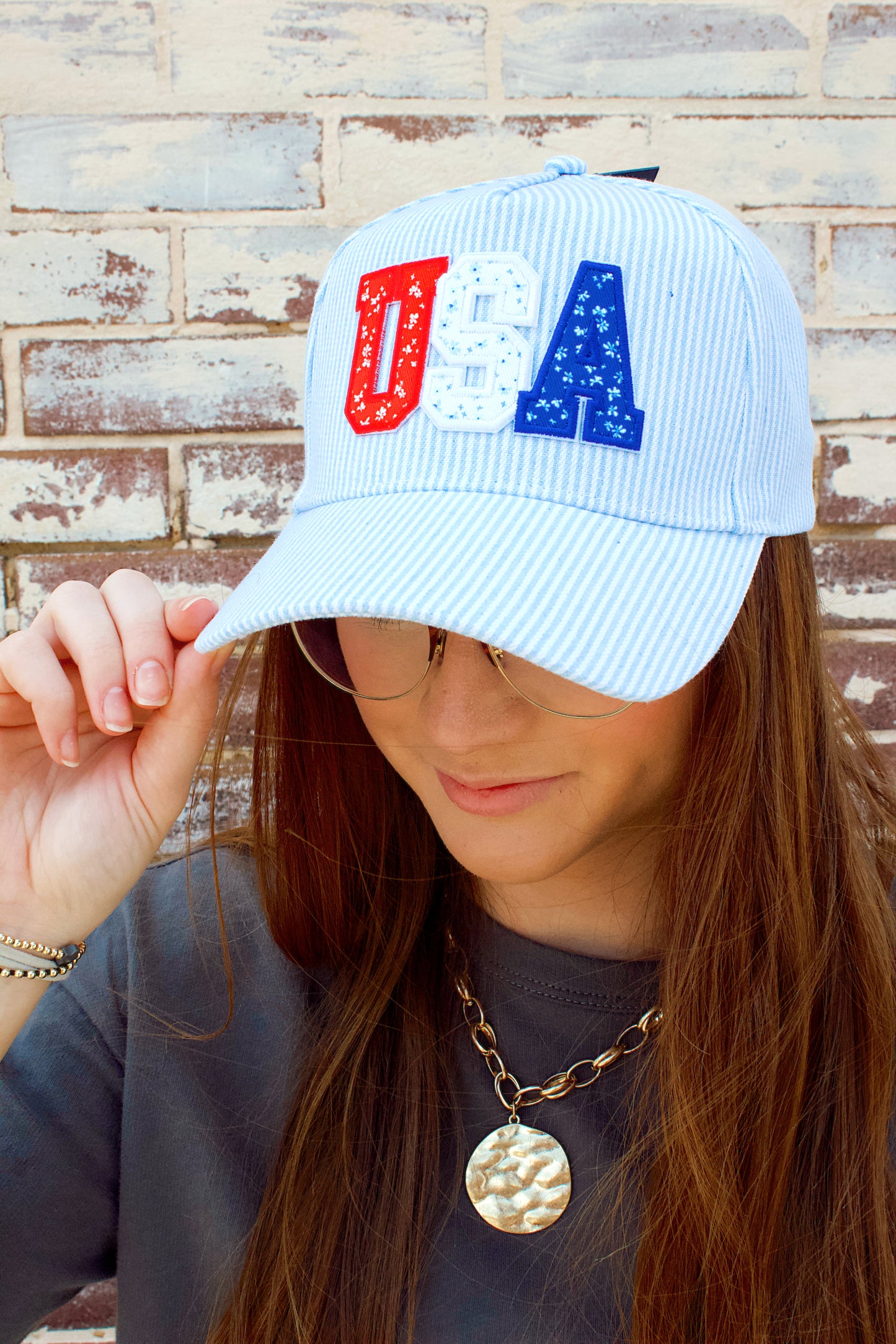 STRIPED USA PATCH HAT