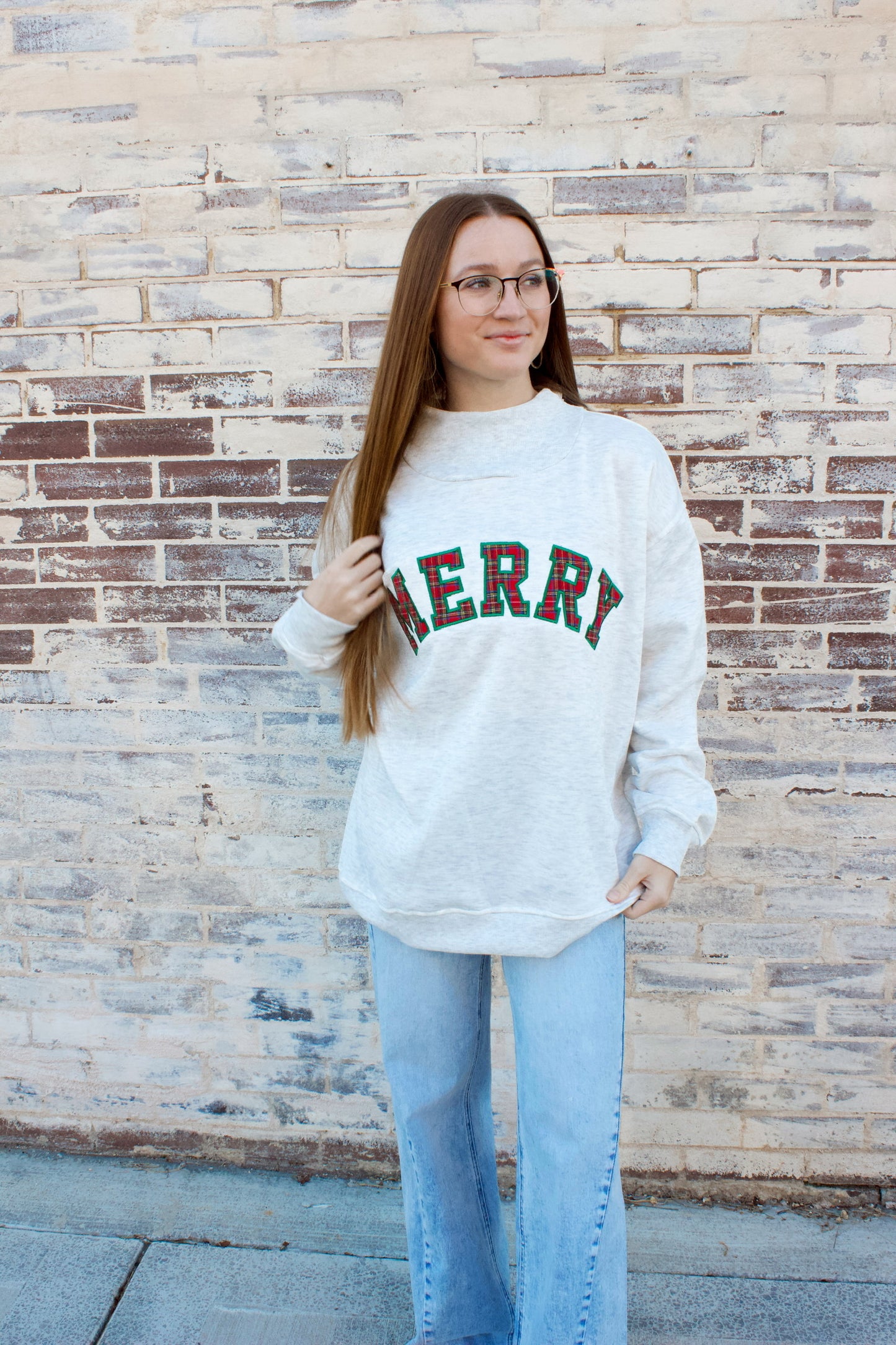 **GINGHAM MERRY MOCKNECK**