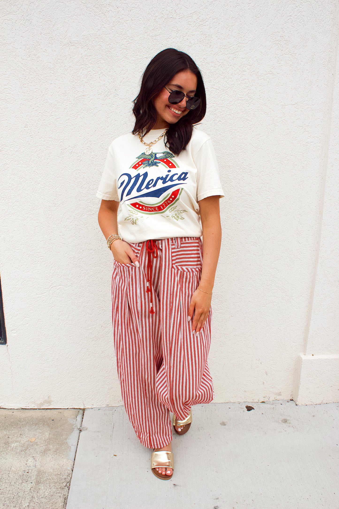 SEASIDE STRIPE BARREL PANT