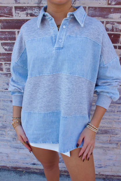 **DENIM RUGBY SWEATSHIRT**