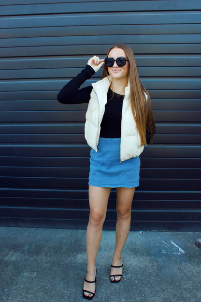 THE STUDIO LEATHER PUFF VEST