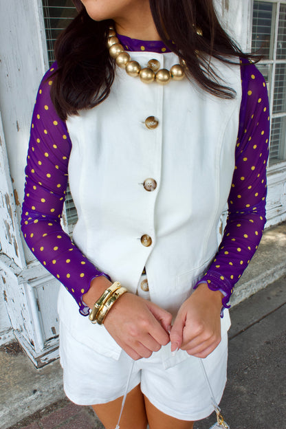 POLKA DOT MESH TOP