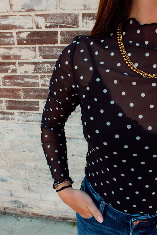 POLKA DOT MESH TOP