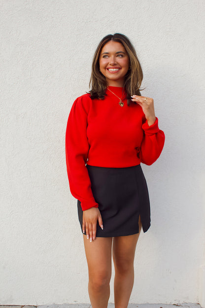 POPALINE ELEVATED MOCK-NECK