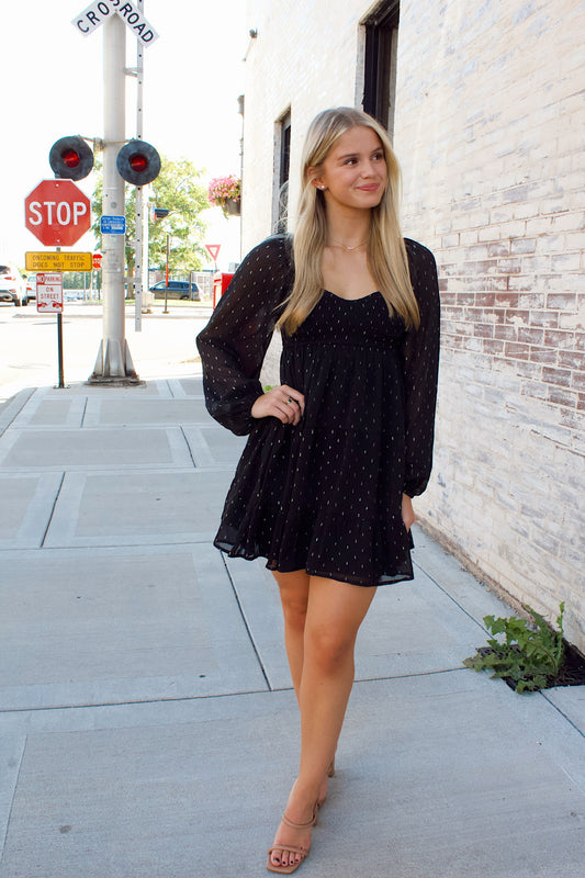 SHIMMER BABY DOLL DRESS**