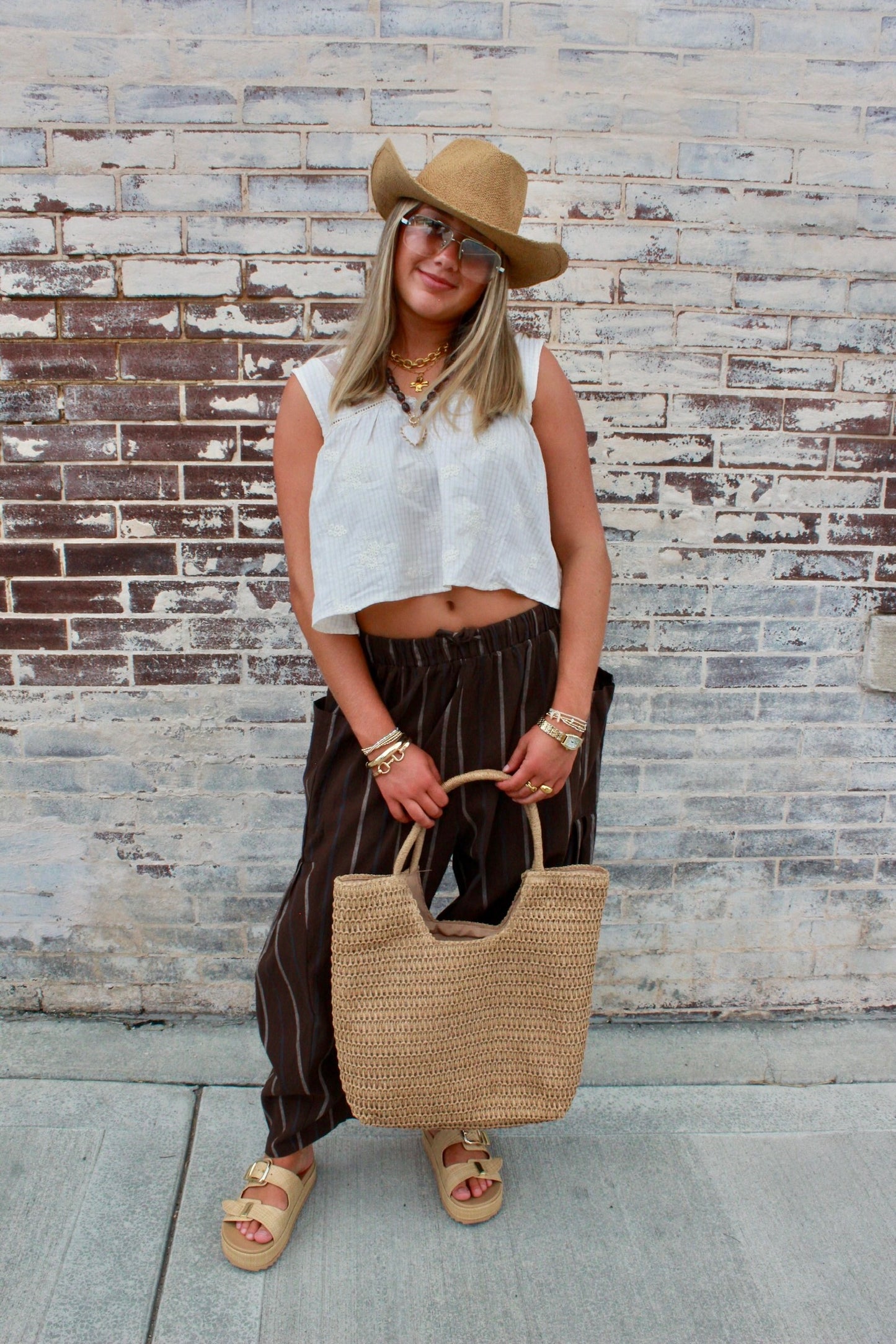 GINGHAM LACE TANK