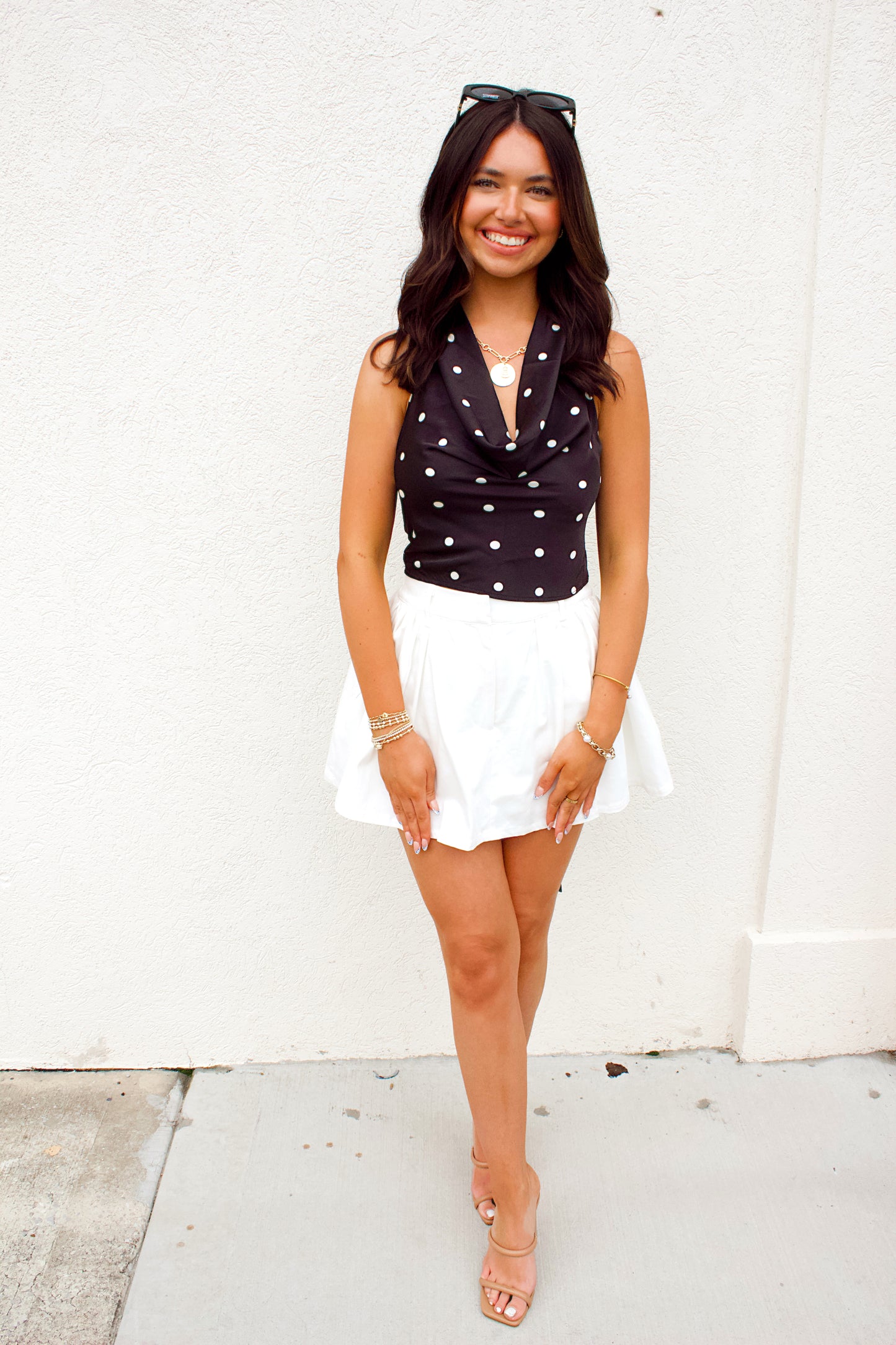 SAMMIE POLKA DOT TIE TOP