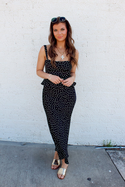 BLACK POLKA DOT SET