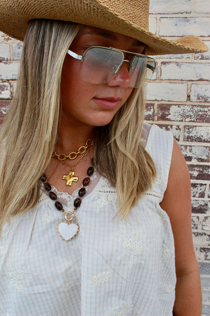 GINGHAM LACE TANK