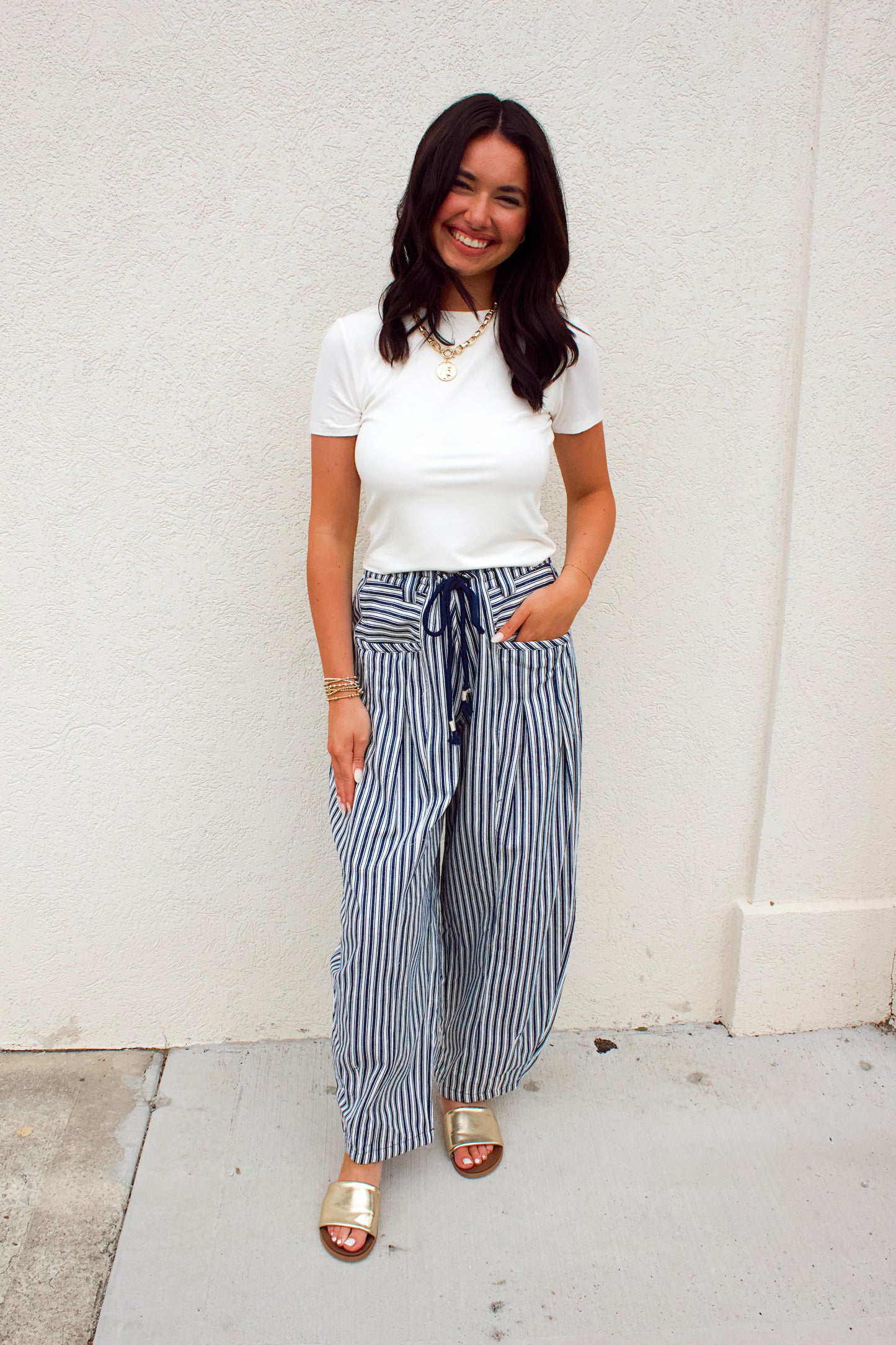SEASIDE STRIPE BARREL PANT