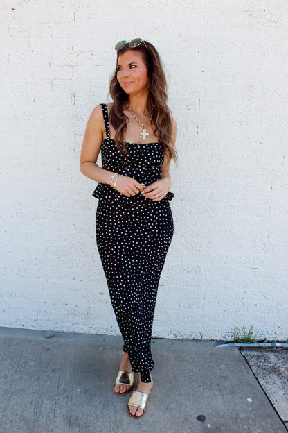 BLACK POLKA DOT SET