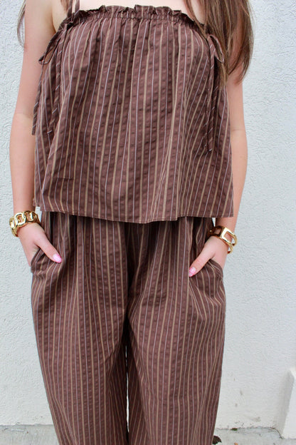 MOCHA BARREL JUMPSUIT