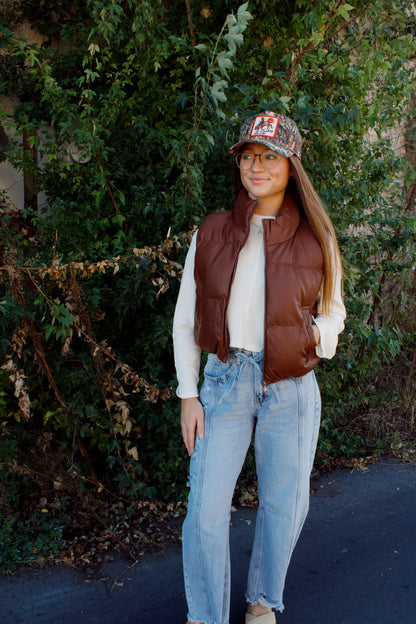 THE STUDIO LEATHER PUFF VEST
