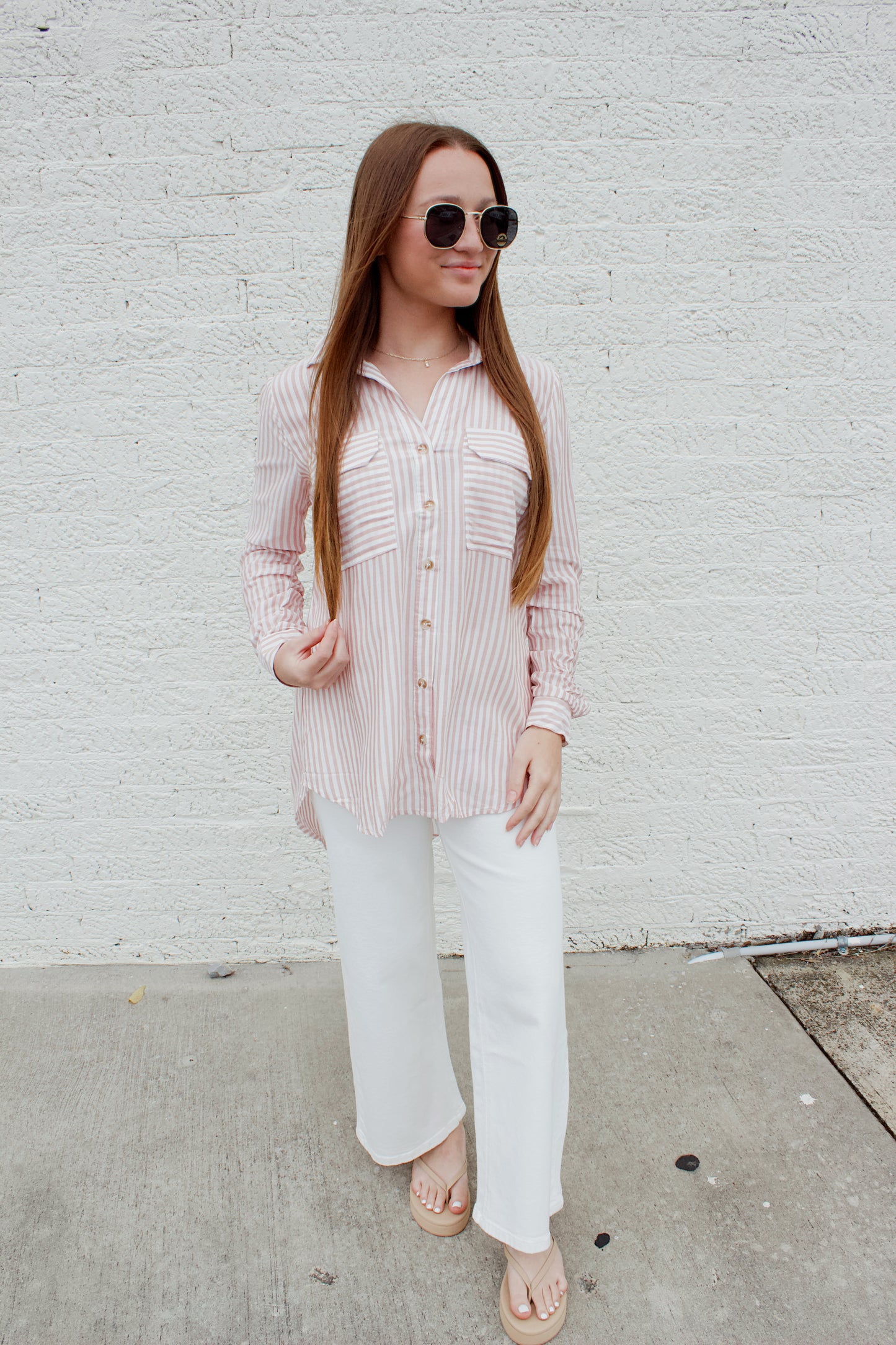 BLUSH & BREEZE BUTTON UP