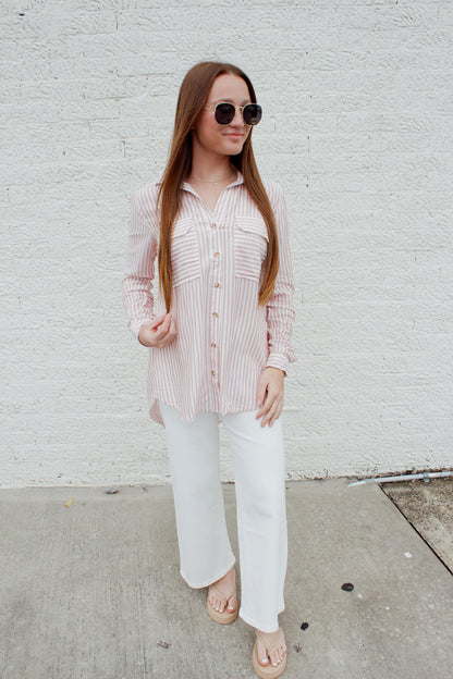 BLUSH & BREEZE BUTTON UP