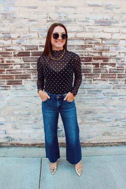 POLKA DOT MESH TOP