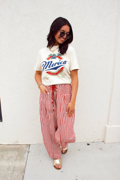 SEASIDE STRIPE BARREL PANT