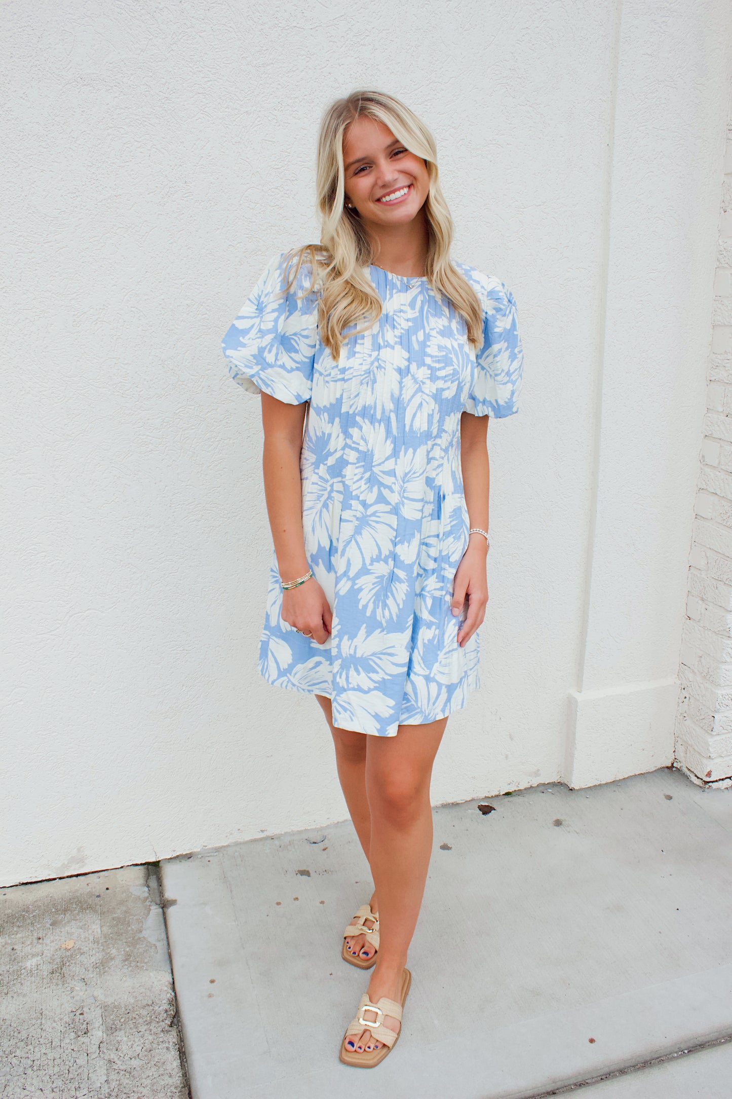 TROPICAL PRINT PUFF SLEEVE MINI
