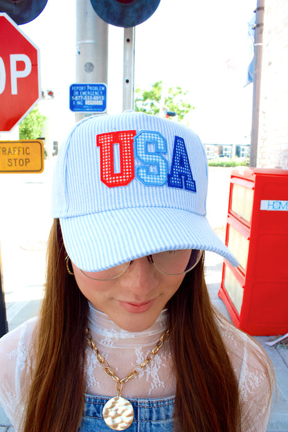STRIPED USA PATCH HAT