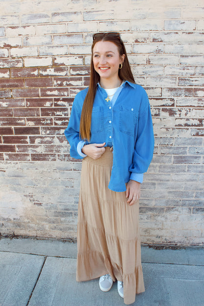 **WASHED TENCEL BUTTON UP**