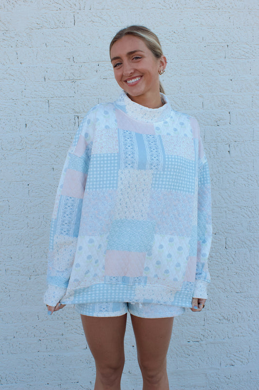 **SHADES OF BLUE MOCK NECK**