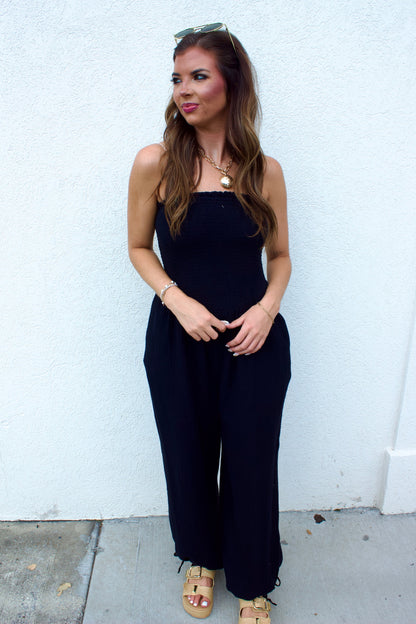 STRAPLESS SMOCKED JUMPER