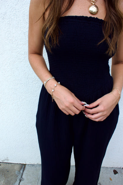 STRAPLESS SMOCKED JUMPER