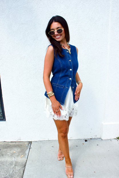 **SATIN AND LACE MINI SKIRT**