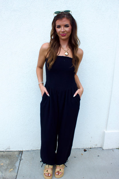 STRAPLESS SMOCKED JUMPER