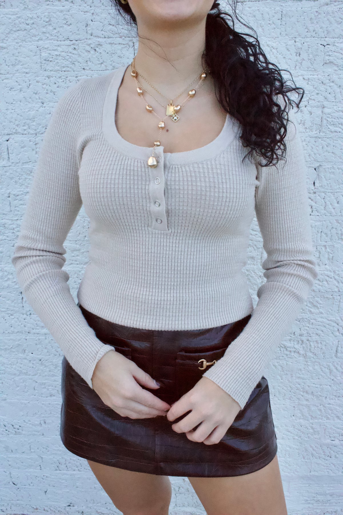WAFFLE KNIT TOP