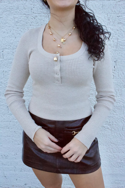 WAFFLE KNIT TOP
